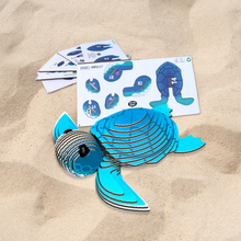 Load image into Gallery viewer, 3D Blue Cardboard Puzzle Turtle