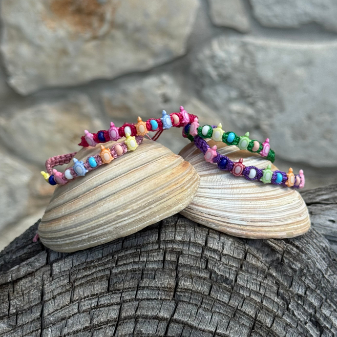 Multicolor Woven Turtle Slider Bracelet