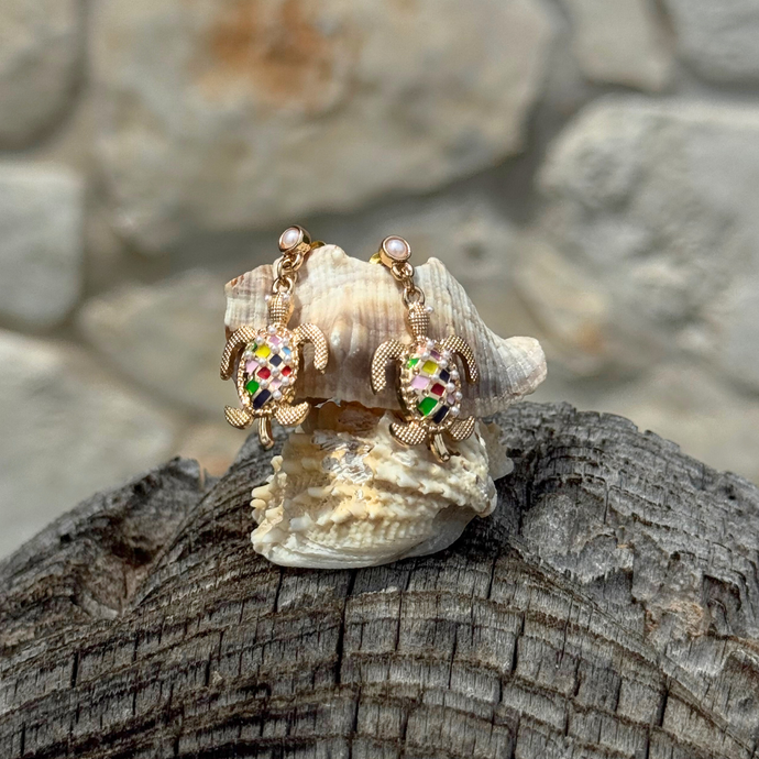Colorful Statement Turtle Earrings
