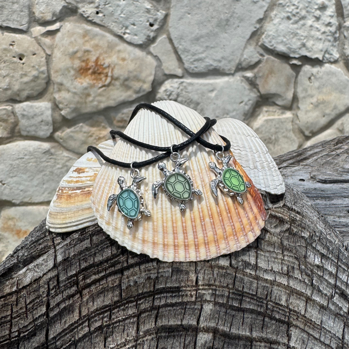 Black Cord Turtle Necklace