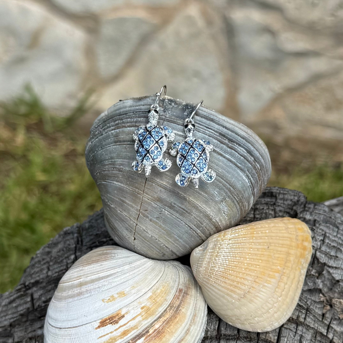 Rhinestone Colored Turtle Drop Earrings