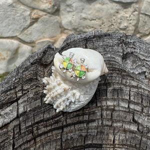 Iridescent Swirl Turtle Earrings