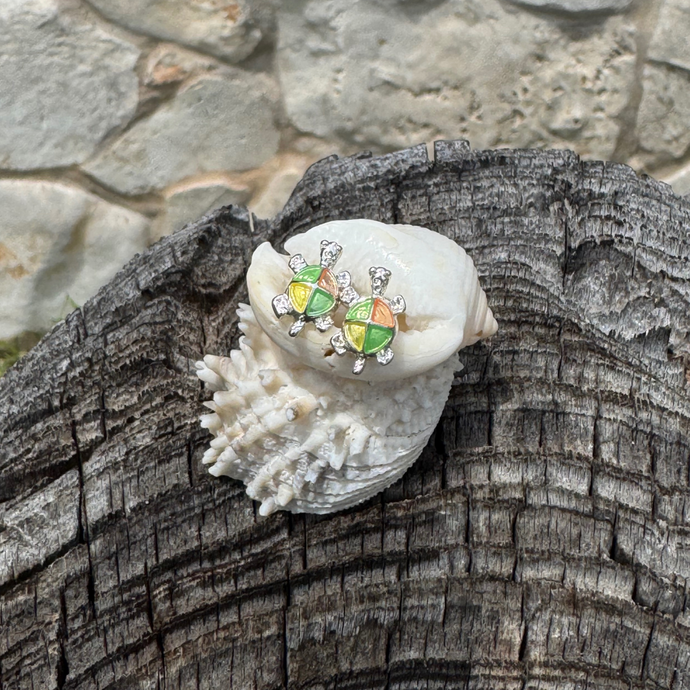 Iridescent Swirl Turtle Earrings
