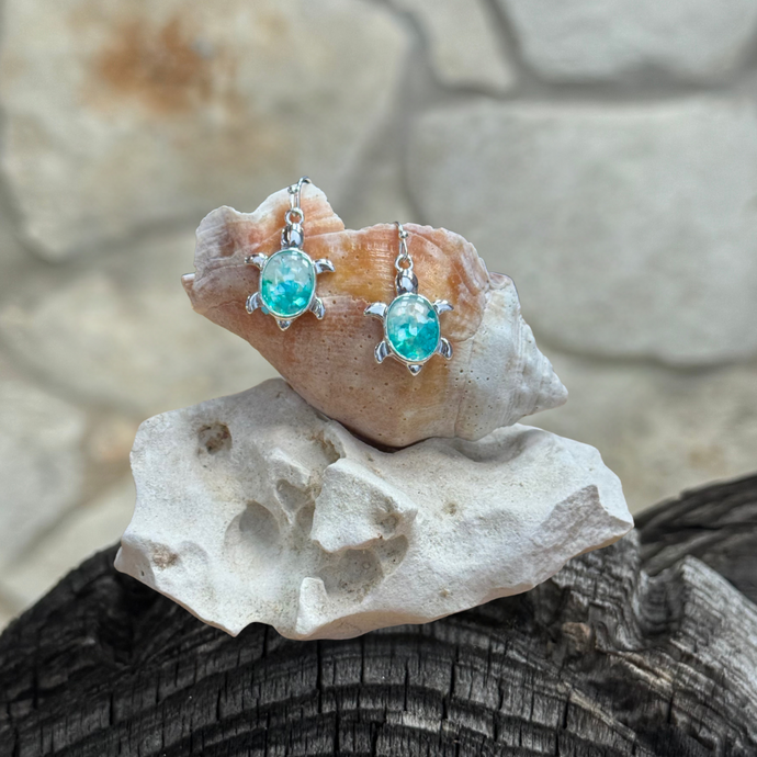 Aqua Turtle Earrings