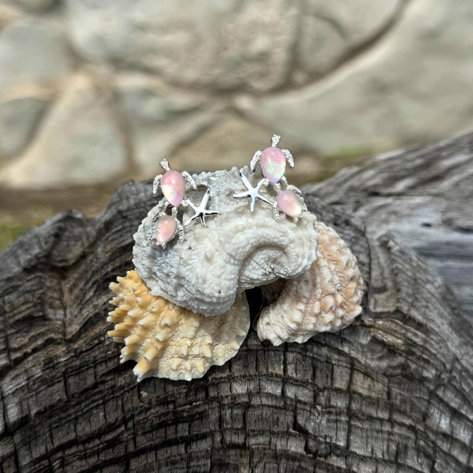 Silver Star Turtle Earrings