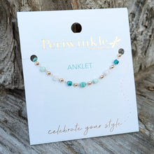 Load image into Gallery viewer, Tonal Green &amp; White Square Anklet