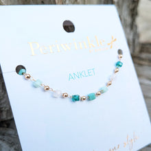 Load image into Gallery viewer, Tonal Green &amp; White Square Anklet