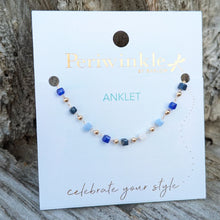 Load image into Gallery viewer, Blue &amp; Black Square Bead Gold Anklet