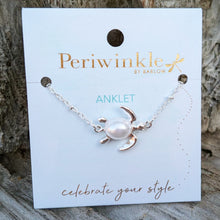 Load image into Gallery viewer, Silver-Tone Pearl Shell Turtle Anklet