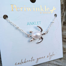 Load image into Gallery viewer, Silver-Tone Pearl Shell Turtle Anklet