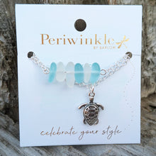 Load image into Gallery viewer, Teal &amp; White Stone Turtle Anklet