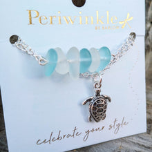 Load image into Gallery viewer, Teal &amp; White Stone Turtle Anklet