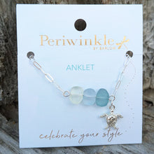 Load image into Gallery viewer, Silver 3 stones &amp; sea turtle Anklet