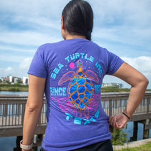 Load image into Gallery viewer, Purple Retro Loggerhead Sea Turtle Tee