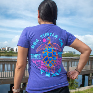 Purple Retro Loggerhead Sea Turtle Tee