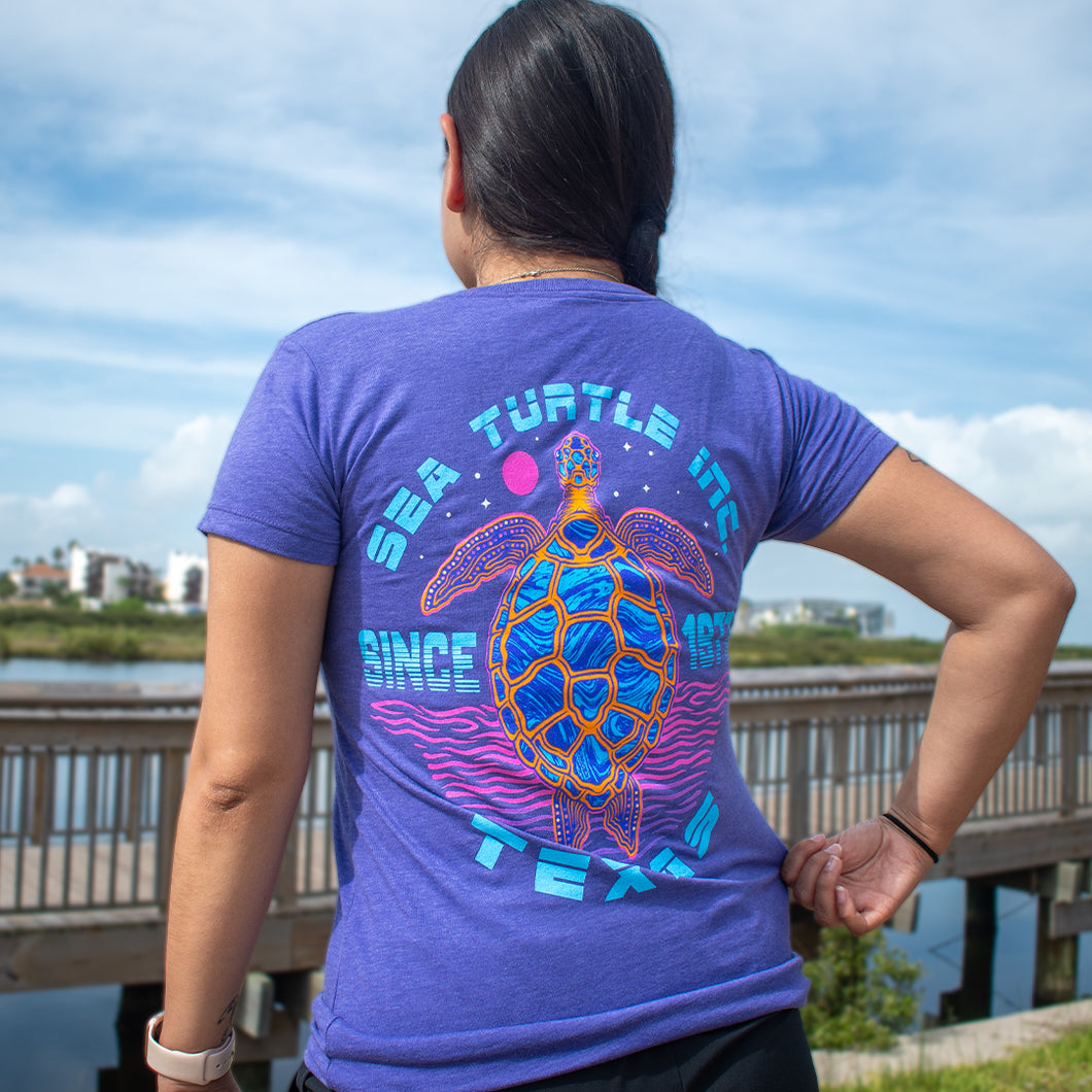 Purple Retro Loggerhead Sea Turtle Tee