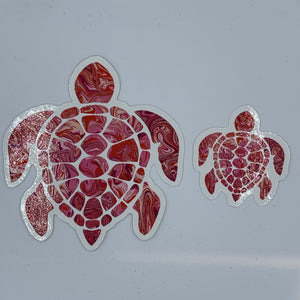 Pink Sea Turtle Art Sticker