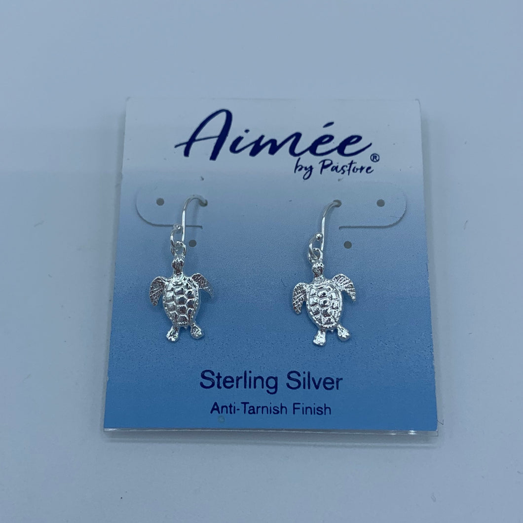 Sterling Silver Turtle Drop Earrings