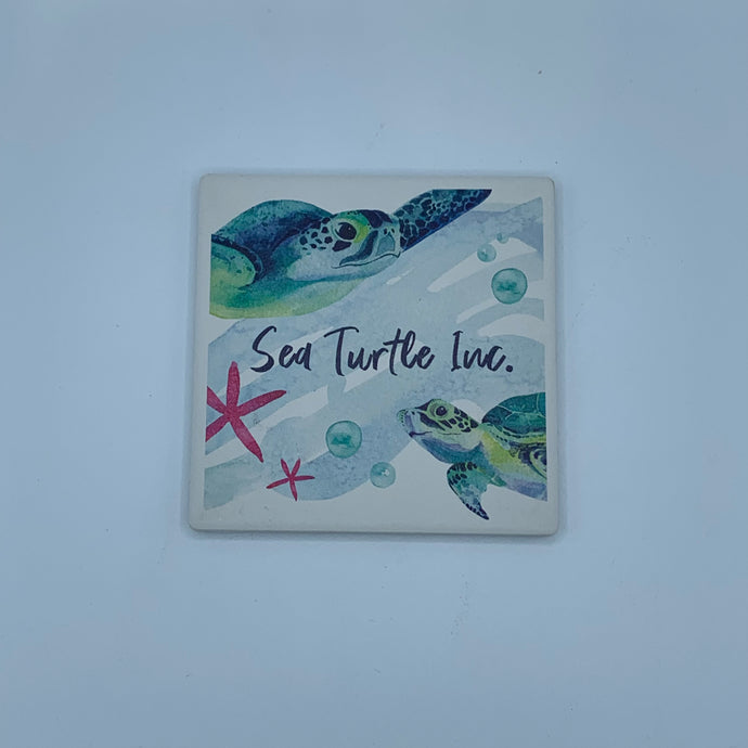 Playful Sea Turtle - Single Stone Coaster