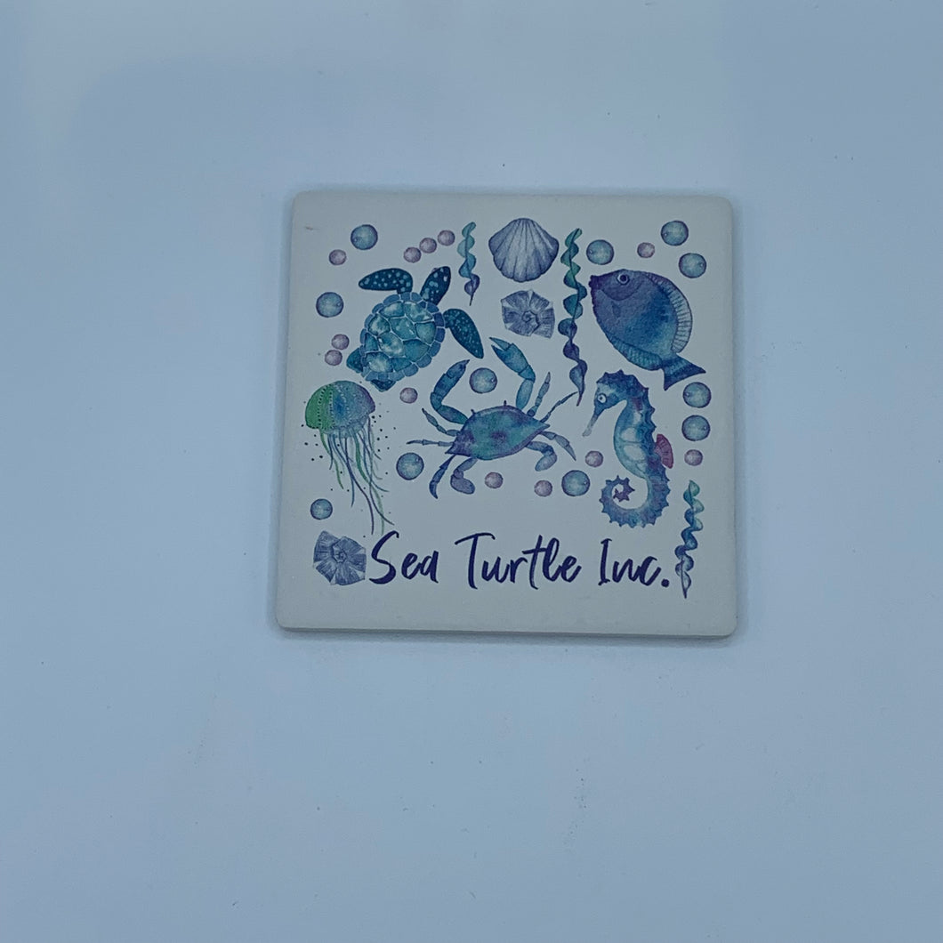 Watercolor Sea Life - Single Stone Coaster
